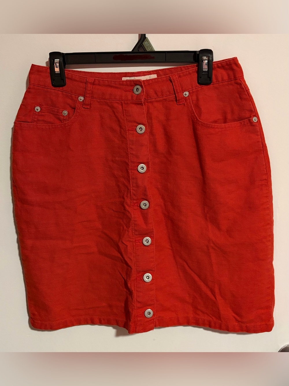 Vintage 90s Faded Glory Linen Blend Button Front Skirt